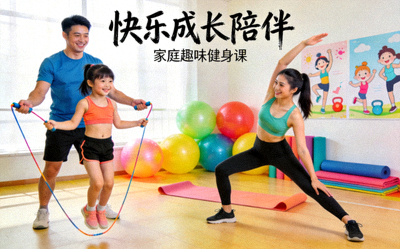家庭亲子共同参与趣味健身课程 - 快乐成长陪伴